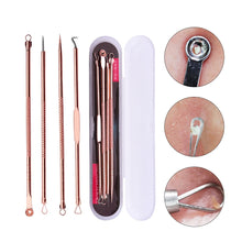 Load image into Gallery viewer, 4PCS Blackhead Extractor de cravo Rose Gold Black Dots Cleaner Acne Blemish Remover Needles Set Black Spots Pore Cleanser Tool