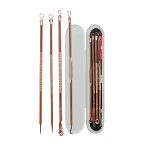 4PCS Blackhead Extractor de cravo Rose Gold Black Dots Cleaner Acne Blemish Remover Needles Set Black Spots Pore Cleanser Tool